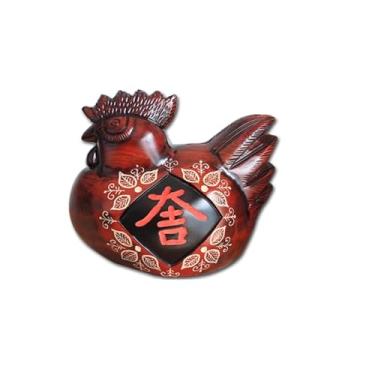 Imagem de Cofrinho de galinha esculpido em madeira, artesanato temático do zodíaco, decoração de sala de estar de tamanho grande com charme cultural