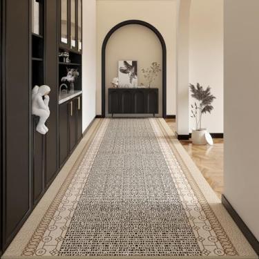 Imagem de HGTRH Carpetes Corredor antiderrapante Corredor Corredor, Corredor Corredor, Tapete de Cozinha Abstrato Cinza Escuro Lavável a Metro Tapete Longo, Comprimento Personalizável A 80 x 550 cm