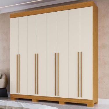 Imagem de Guarda-Roupa Casal Stella 8 Portas 4 Gavetas 100% Mdf Cinamomo/Off Whi