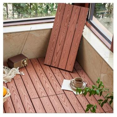 Imagem de SPXMQSS Azulejos para decks, azulejos de piso compostos, azulejos de convés interligados para exterior interior pátio jardim varanda terraço fácil de instalar 30 x 60 x 2,3 cm I 18 peças