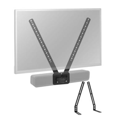 Imagem de Suporte de TV para sistema de conferência de vídeo e áudio Logitech MeetUp, furos alternados de 6 mm e 8 mm, suportes em forma de L ajustam a folga, capacidade de carga de 68 kg