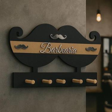 Imagem de Cabideiro para Capas de Corte Barbearia Bigode Retrô Decorado - CWR At