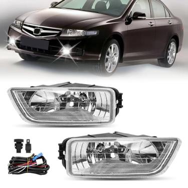 Imagem de Conjunto de farol de neblina compatível com Honda Accord 4 portas Sedan 2003-2007 – Kit de farol de neblina com lâmpadas de halogêneo H11 12V 55W e kit de chicote de fiação (lente transparente)