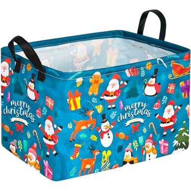 Imagem de MAIZMZ Cesta De Natal Para Crianças, Gengibre, Papai Noel, Boneco Neve, Armazenamento Dobrável, Cesto Berçário, À Prova D'Água, Caixa Brinquedos, Prateleira Livros, Cubo Presente, Decoração Festa