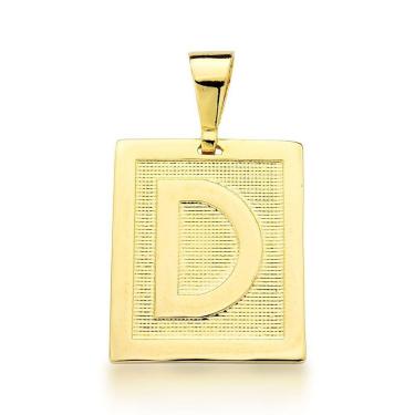 Imagem de Pingente Chapa Letra Inicial Unissex Banhado Ouro 18k - Letra D