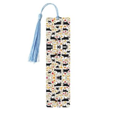 Imagem de Cattle Farm Sanctuary – Conjunto de 5 peças de madeira com borlas, madeira natural para livros e diários, presente para amantes de livros.