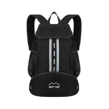 Imagem de ONTYZZ Mochila esportiva estilo básico com fecho de cordão, mochila de basquete com compartimento para sapatos, bolsa de natação e praia