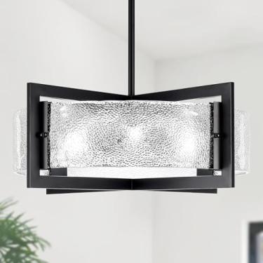 Imagem de ALISADABOY Lustres pretos para sala de jantar Lustres grandes modernos de 50 cm com sombra de vidro para casa de fazenda 6 luminárias para cozinha, ilha, corredor, entrada, sala de estar