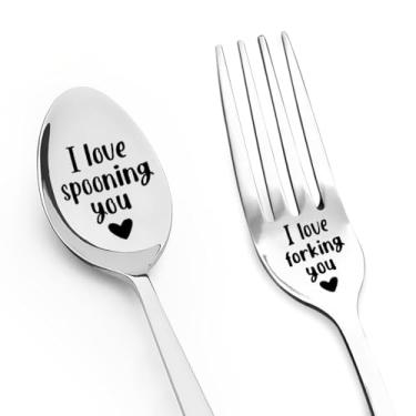 Imagem de I Love Forking Sponning You Conjunto de garfo e colher presentes de Natal para namorada, namorado, presente de aniversário para esposa, marido, presente de aniversário para noivado, noivado, casamento