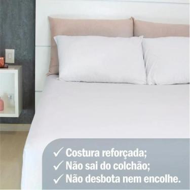 Imagem de Lençol Avulso Solteiro com Elástico Percal 100% Algodão 200 Fios Branc