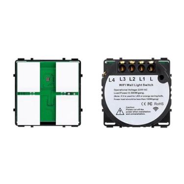 Imagem de Módulos DIY Combinação Livre 2 3 4 5 6 7 8 Interruptor Inteligente Touch On/Off Vidro Preto 157 mm Tomada Painel (4G WiFi Single Fire)