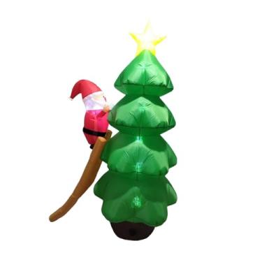 Imagem de Baoblaze Decorações infláveis ​​de Natal com luzes, brinquedo inflável fofo de 210 cm para decoração externa de festas de inverno, lojas e pátios.