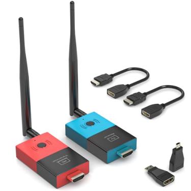 Imagem de Transmissor e receptor HDMI sem fio Plug & Play 2,4 G + 5,8 G extensor HDMI sem fio 328 pés/100 m, suporta decodificação 4K 1080p a 60 Hz para PC, laptop, câmera, cabo, caixa para TVs, monitores e