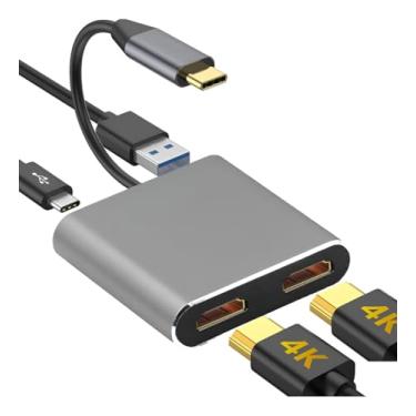Imagem de Adaptador De Hub Usb C 4 Em 1 Para Monitores Duplos 1080p 4k