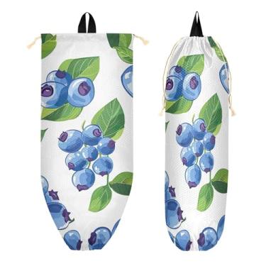Imagem de xigua Suporte de parede para saco de plástico com padrão de mirtilo com cordão, 1 pacote, reutilizável para decoração organizadora de sacolas de compras, meias, roupas íntimas e gravatas