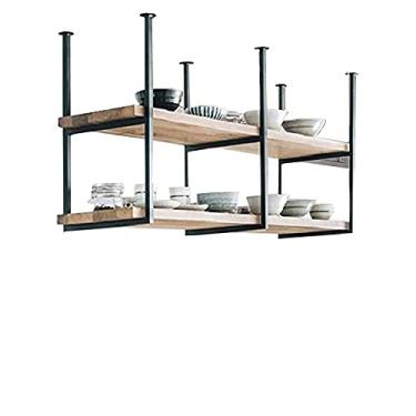 Imagem de Prateleira de teto pendurada para vinho, suporte de garrafa de teto de metal, suporte de armazenamento de vinho vintage para embaixo do armário, cozinha, bar, fácil de instalar