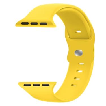 Imagem de Pulseiras esportivas compatíveis com Apple Watch séries SE 11, 10, 9, 8, 7, 6, 5, 4, 3, 2 e 1 de 38 mm, 40 mm, 40 mm, 41 mm, 42 mm, 45 mm, 49 mm e 46 mm, para homens e mulheres (amarelo, 38/40/41/(42
