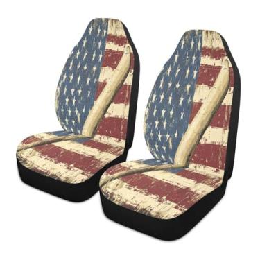 Imagem de CEBUGI Capas de assento de carro 1 peça capa de assento frontal respirável antiderrapante protetor de assento automotivo capas de assento de taco de beisebol para a maioria dos caminhões SUV carros