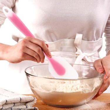 Imagem de Espátula de silicone translúcida, grande e pequena, resistente ao calor, flexível, raspador de cozinha para misturar cobertura, 2 peças (rosa)