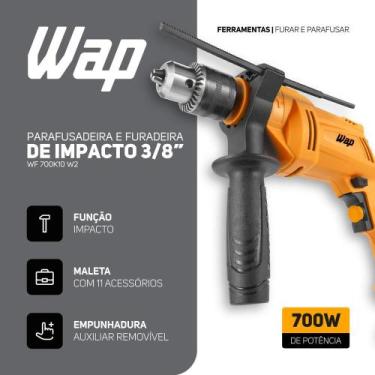 Imagem de Parafusadeira e Furadeira de Impacto WAP WF 700K10 W2 710W Mandril 3 8