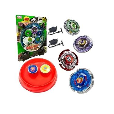 Imagem de kit 4 Beyblades Tornado Com 2 Lançadores E Arena De Batalha