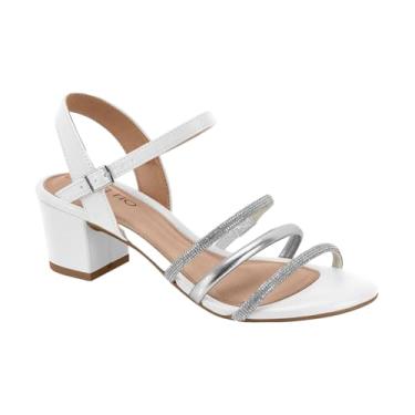 Imagem de Beira Rio Sandália Feminina com Salto Bloco, Tiras Delicadas com Detalhes Brilhantes, Palmilha Anatômica Confortável, Solado Antiderrapante, Casual (Branco Off, BR, Adulto, Numérico, 37)