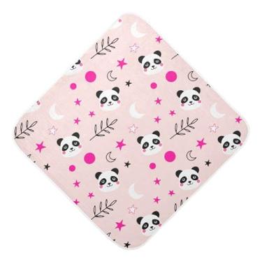 Imagem de Burbuja Toalha de banho de bebê com cara de panda fofa - Toalha com capuz de musselina macia e absorvente para recém-nascido, 89 x 89 cm