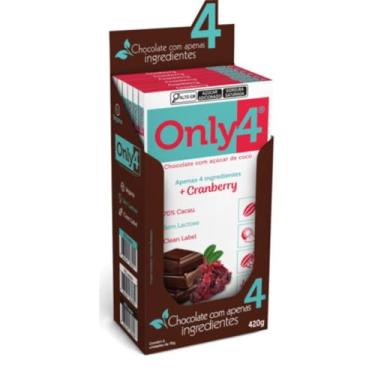 Imagem de Display 6 Chocolate Tablete 70% Cacau Sabor Cranberry 70g - Only 4