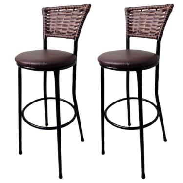 Imagem de Kit 2 Banquetas Bistrô Hawaii Capuccino Assento Marrom para Organização de Hortifruti, Frigorífico, Cozinha e Casa