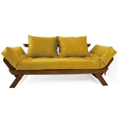 Imagem de Sofá Japão Futon Acquablock Madeira Cor Imbuia D33 - Amarelo