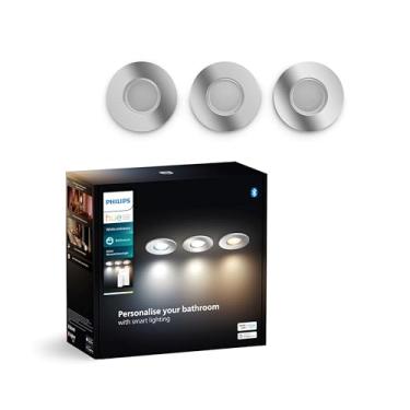 Imagem de Philips Hue White Ambiance Adore 3 pontos de teto redondos, prata 3 x 250 lm incl. interruptor de escurecimento, iluminação de banheiro regulável, controlável via aplicativo, compatível com Amazon