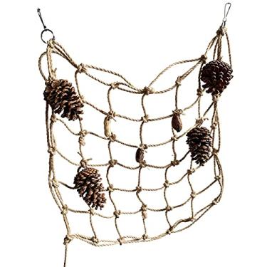 Imagem de Brinquedo de Corda Cana Birds Net Cama Macaco para Papagaio Brinquedos Mastigar Escada com Noz e Gancho Metal