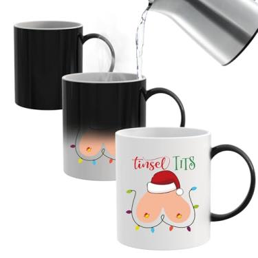 Imagem de Presentes de elefante branco para adultos - meias de Natal para homens e mulheres, mensagem aparece enquanto aquece caneca de café novidade mordaça presentes engraçados para Natal, dia dos namorados