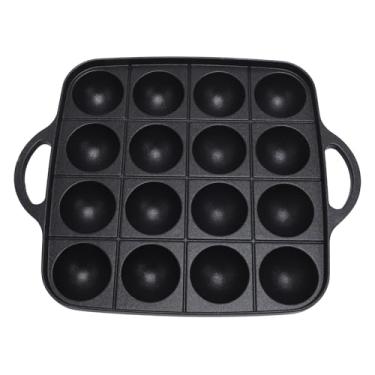 Imagem de Zerodis Panela Antiaderente Com 16 Slots, Panelas Takoyaki Com Alça Ergonômica Grande Capacidade de Aquecimento Uniforme Placa de Churrasco para Uso Em Forno de Fogão 8,1 Polegadas 16 Slots