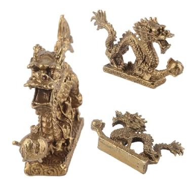 Imagem de Acouto Ornamento de Dragão da Boa Sorte Em Latão - Estatueta de Dragão Chinês Tradicional, Escritório Doméstico, Decoração de Mesa Ideal, Colecionadores de Presentes, Traz Fortuna e Prosperidade