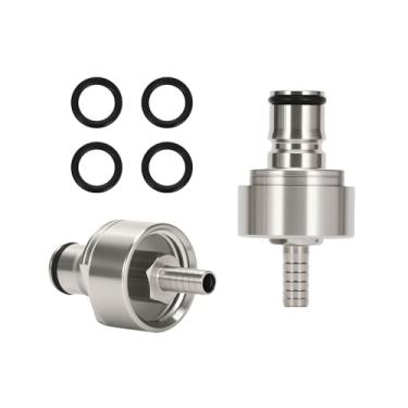 Imagem de Watflow Tampa de carbonatação de força de aço inoxidável, trava de esfera universal, haste de barril de terno 5/40.6 cm linha de cerveja bico farpa e acoplamento de CO2 para refrigerante e bebida