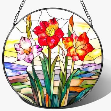 Imagem de Vitral pendurado em vitrais, flores de nascimento, captadores de sol para ambientes internos, apanhadores de sol para decoração de janelas e presentes de aniversário de Natal, dia das mães, presentes