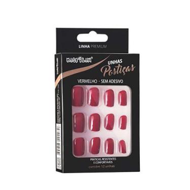 Imagem de Unhas Postiças Macrilan Tamanho Curto, Vermelho Escuro - UP208A