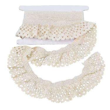 Imagem de letsinstyle Acabamento de babados de renda elástica amarela de 5 metros, fita de renda elástica de crochê de 6 cm, acabamento de borda plissada para casa, faça você mesmo, costura artesanal, fronha de