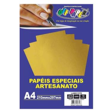 Imagem de Papel Lamicote Ouro A4 250g 10 Fls - Off Paper