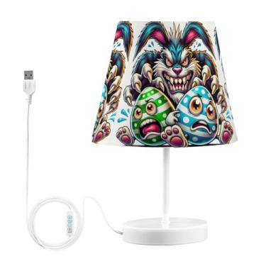 Imagem de Joisal Candeeiro de mesa de cabeceira Fierce Bunny Eggs com abajur para mesa, luminária de leitura, decoração de quarto de hóspedes