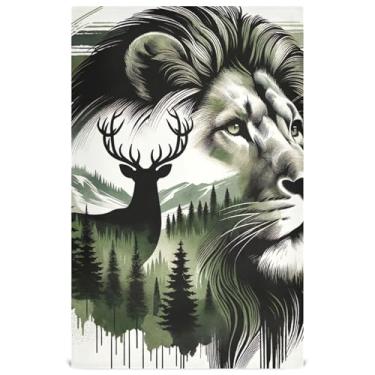 Imagem de Joisal Toalhas de mão de chá de leão da floresta selvagem toalhas de prato fofas para cozinha panos decorativos panos absorventes macios 45 x 71 cm, 1 pacote