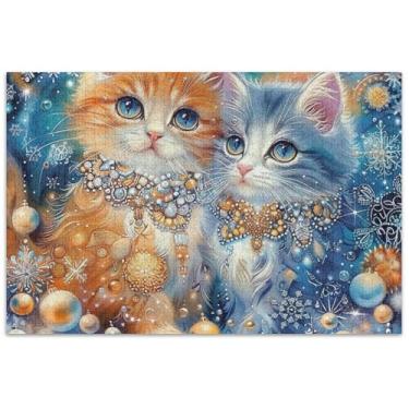 Imagem de Quebra-cabeça de gatos fofos gatinhos 500 peças para adultos pintura de arte floral paisagem quebra-cabeças amigos família jogos presentes
