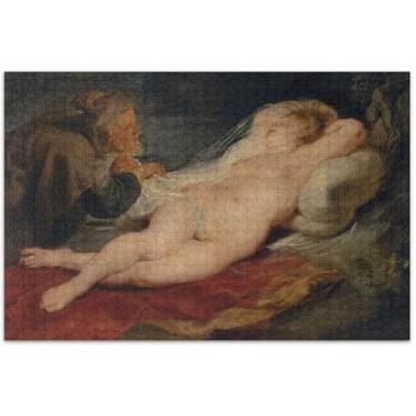 Imagem de Quebra-cabeça adulto Rubens impressões Ermit Sleeping Angelica 500 peças impressão paisagem mordaça presente família elefante branco presentes, 51 x 35 centímetros