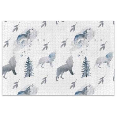 Imagem de Quebra-cabeça de animais da floresta lobo, 1000 peças, adultos, divertido, paisagem boba, estampa de animais fofos