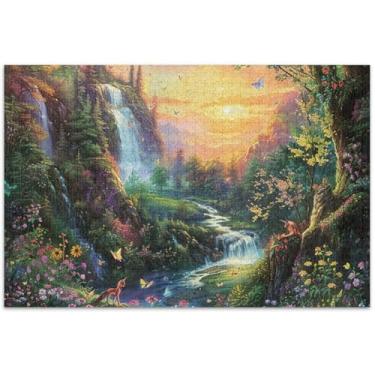 Imagem de Quebra-cabeça paisagem Sprint Forest Scene 500 peças para adultos presentes de elefantes brancos presentes exclusivos de animais arte colorida, 50 x 35 centímetros