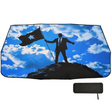 Imagem de Guarda-sol bandeira homem azul para para-brisa de carro proteção de isolamento térmico viseira de sol para carros 147 x 75 cm material de carro