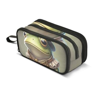 Imagem de Bolsa de lápis de arte animal estojo para lápis com zíper para meninas bolsa de caneta para sala de aula organizador infantil material escolar fofo chapéu sapo trevo bolsa de lápis de armazenamento