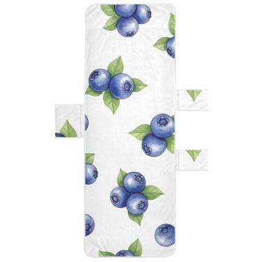 Imagem de Blueberries Capa de toalha de cadeira de praia branca para espreguiçadeira de praia com bolsos espreguiçadeira de piscina litorânea 203 x 76 cm