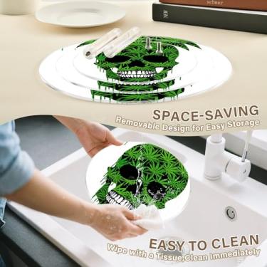 Imagem de Suporte engraçado de crânio com folhas de maconha para festa de chá e cupcake, copo redondo, torre de bolo, exibição de acrílico, suportes de sobremesa, decorações de mesa para festa, casamento